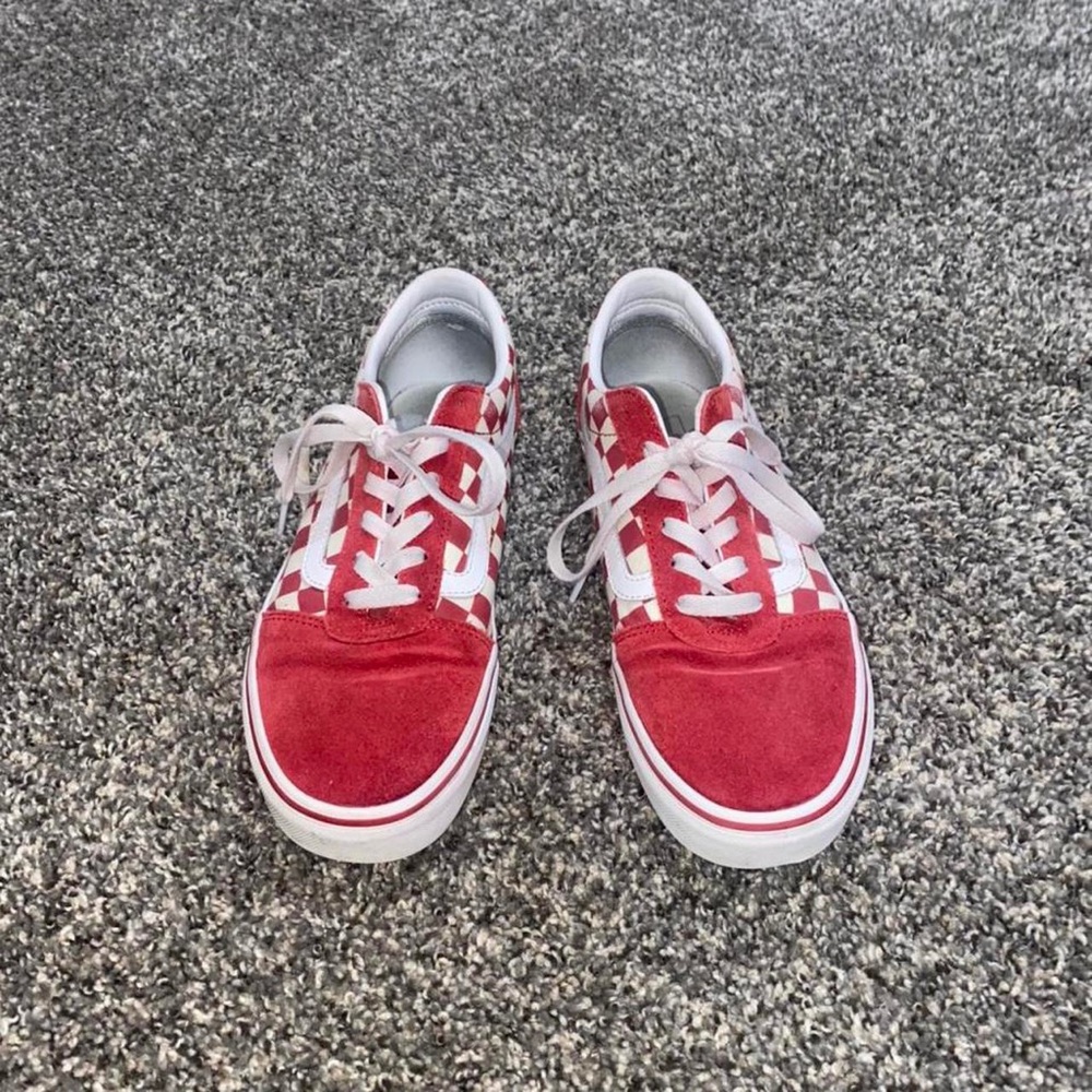 Vans old skool red and white checkered skate shoes